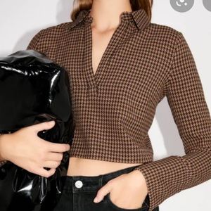 Zara Cropped Houndstooth